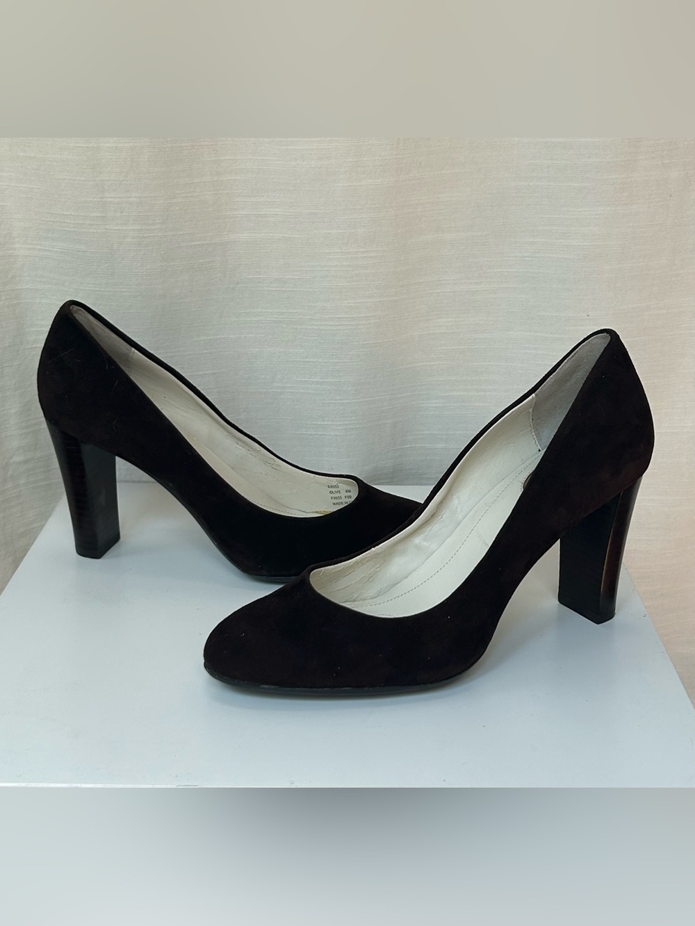 Calvin Klein Classic Minimalist Neutral Brown Suede Block Heel Pumps - Women's